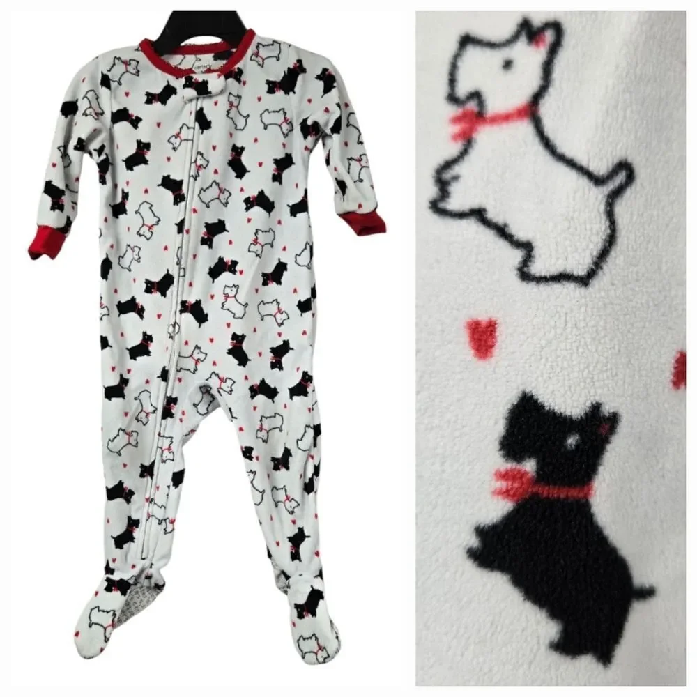 Carter's Baby Girl 12M Sleep & Play Scottie Dog Footie One-Piece Pajama PJs